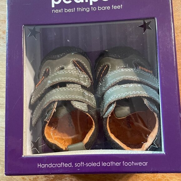 Pediped Taupe Velcro Shoes 0-6 Month - Picture 2 of 10